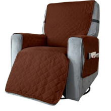 Quilted Design Recliner Chair Covers, Stay In Place Elastic Adjustable Straps Microfiber Fabric, for Dogs Pets (1PCS)