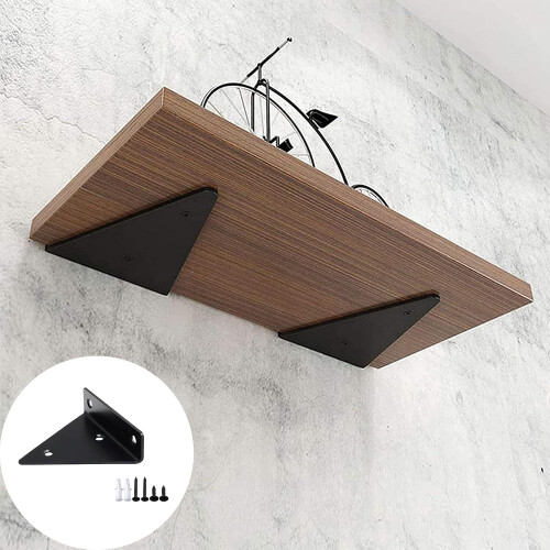 Suportes de prateleira flutuantes com design triangular sólido e resistente à ferrugem para um estilo moderno e elegante, fáceis de instalar e 2