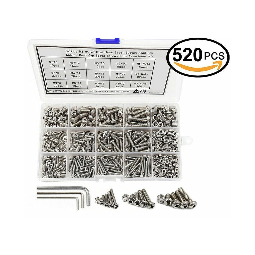 Phillips Pan Head Screws For Woodwork, Button Head Screws Bolts Nuts Assortment Kit For Furniture Plumbing Repair, 304 Stainless Steel Screws And Hex 9128293164757