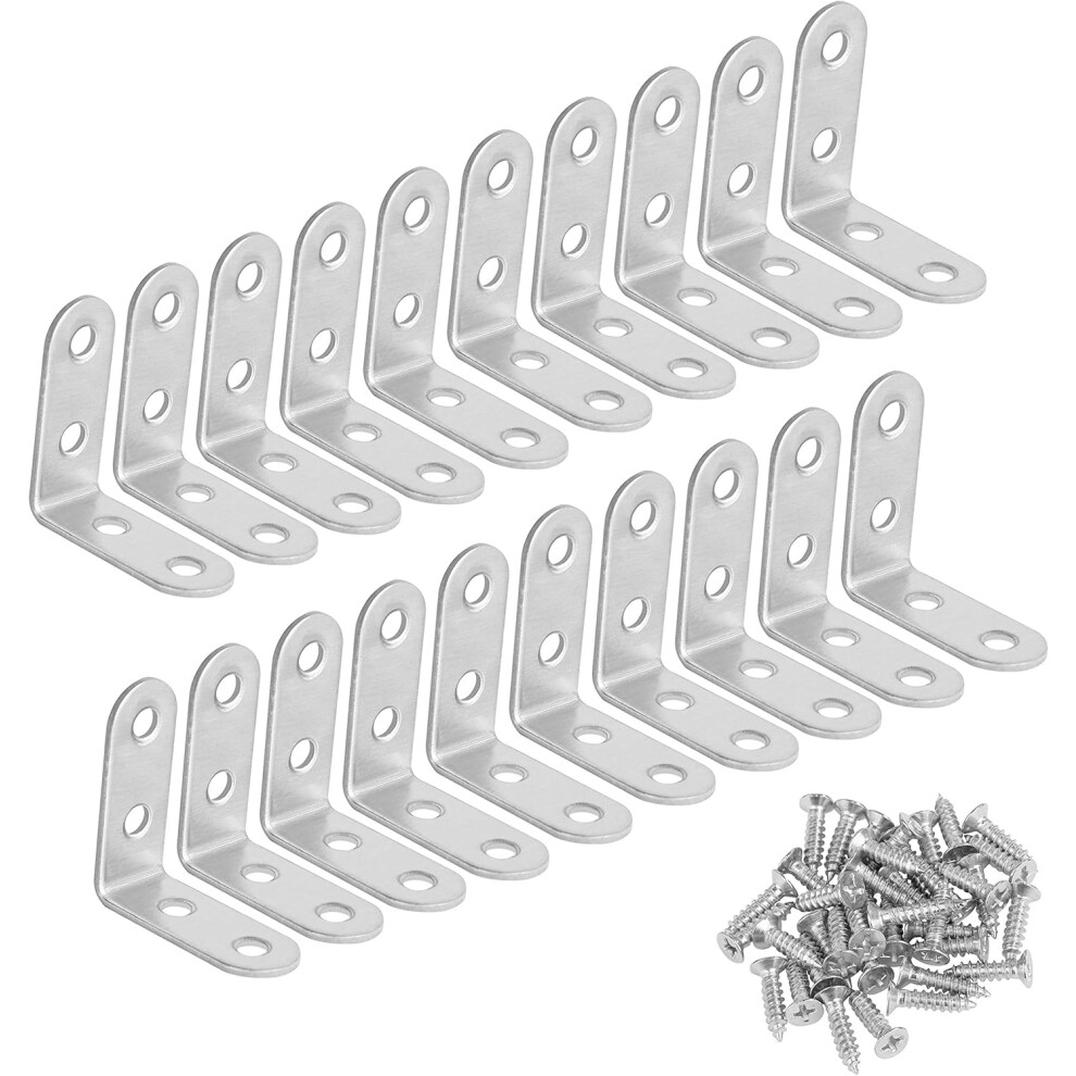 Metal Right Angle Bracket For Wood Furniture, Stainless Steel L Brackets With Rust-Resistant Finish, Heavy Duty Reinforcement For Bookcases Shelves 9358999415505