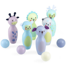 Jeux de Quille Bowling - Mamabrum - Lot de 6 Animaux Pastels - Bois - 4 Boules - 3 ans et plus