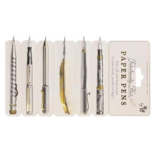Flat Paper Pen Black Ink Bookmark, Gold Foil Printed Pocket Size