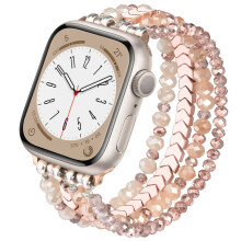 Beaded Straps For Apple Watch 38mm42mm, Rose Gold Pearl Band For iWatch SE Series 111, Large (66.9 Inches)