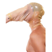 Sexy Latex Hood Latex Mask Role Play Hood With Tube Transparent Size L