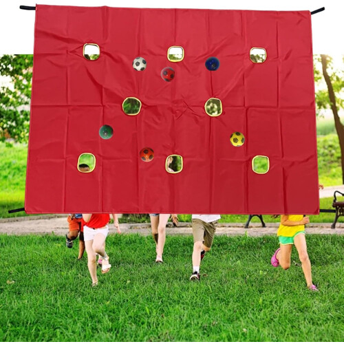 Hole Tarp Set For Team Coordination Games With Interactive Elements Red Color 2