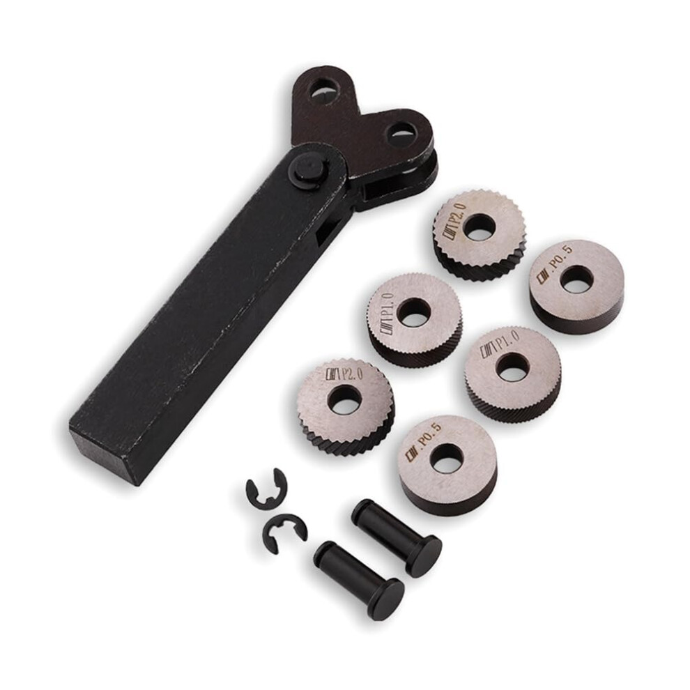 Knurling Tool Set 7Piece Double Wheel Knurling Knife Hardened Tool Steel Strength Hardness Abrasion Loss Resistance 9347817109993