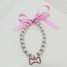 Pet Decoration Collar Necklace For Cats And Dogs, Adjustable, Model B026, Size M, White, Pet Grooming Accessories