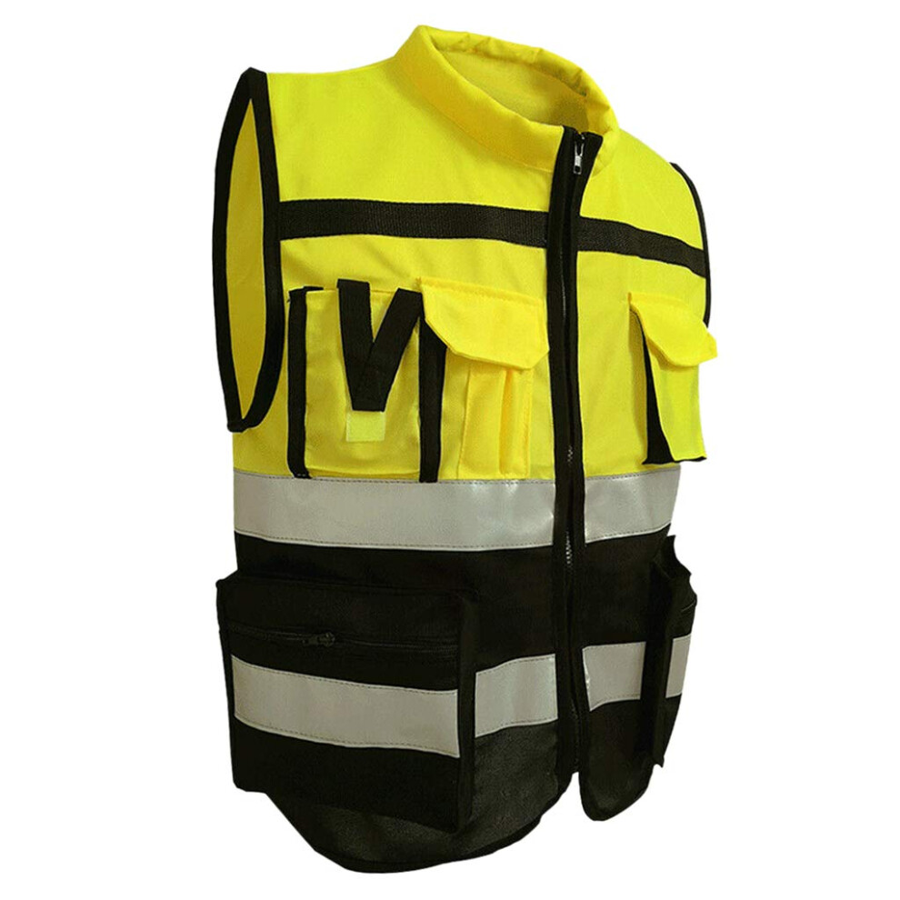 Visibility Reflective Work Vest With Zip, Visibility Yellow Black, Xxxl 185 9365049831932