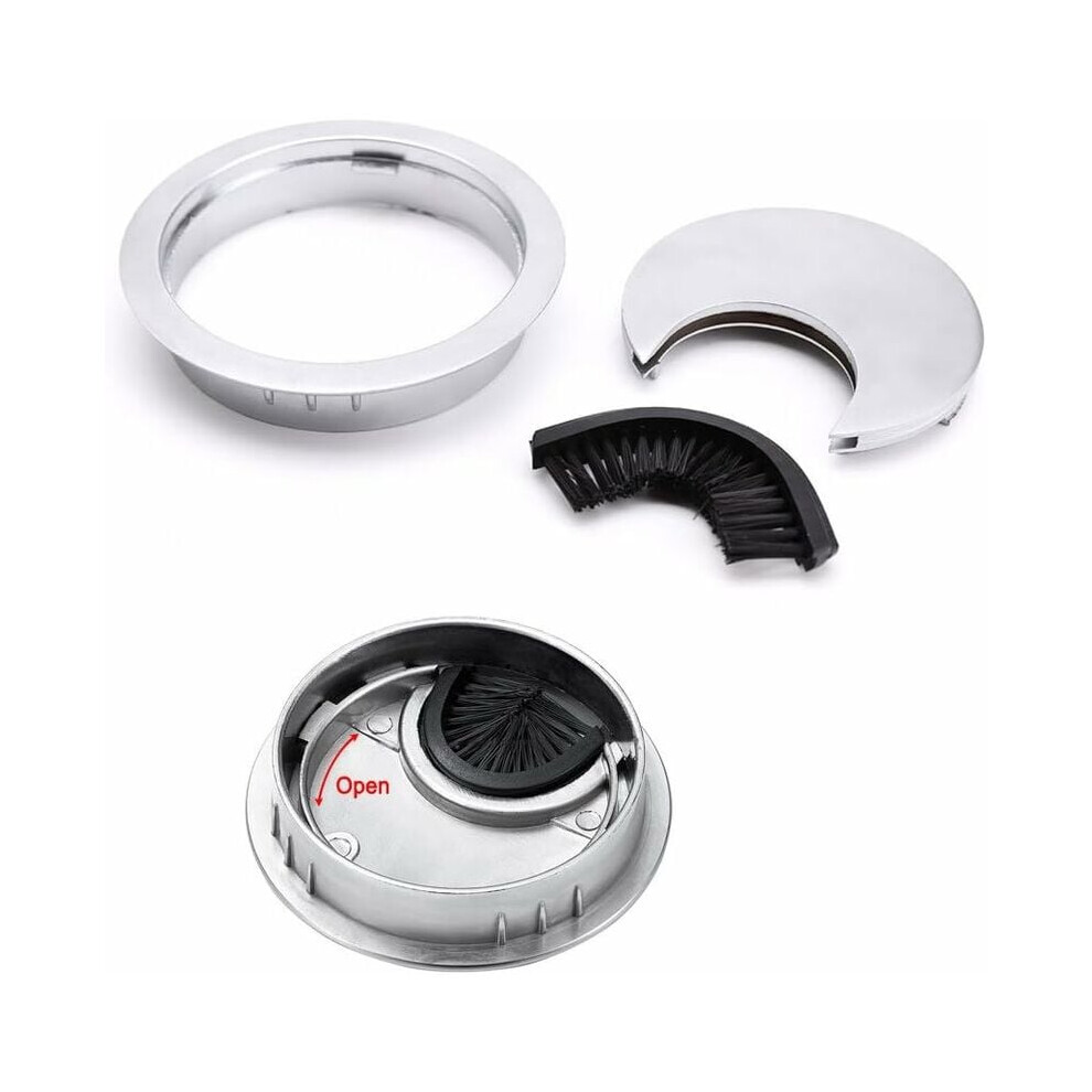 Desk Grommet For Cable Management, Cable Wire Grommet With Nylon Bristles For Wire Organizer, Metal Desk Grommet For Clean And Tidy Workspace, Round 9128293337922