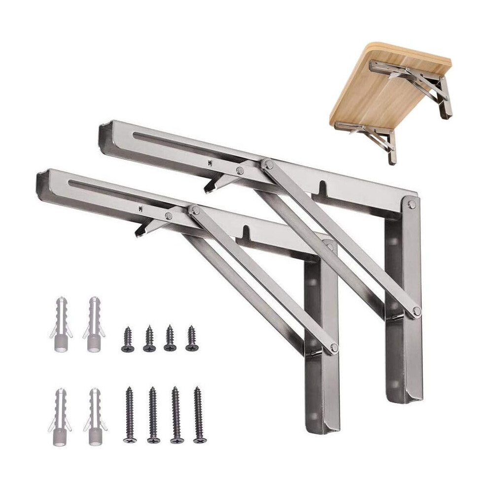 Collapsible Shelf Bracket, Stainless Steel Heavy Duty Supports For Diy Projects, Wall Mounted Design, Space Saving & Triangle Construction, Easy To 9358999374833