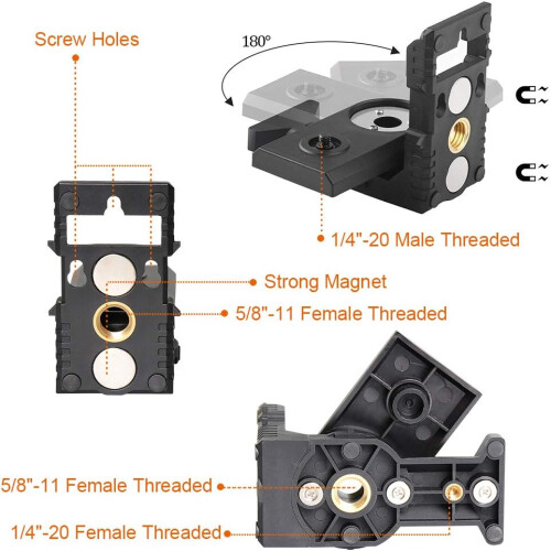 Adaptateur de montage réglable, conception compacte avec options d'installation polyvalentes pour niveaux laser 2