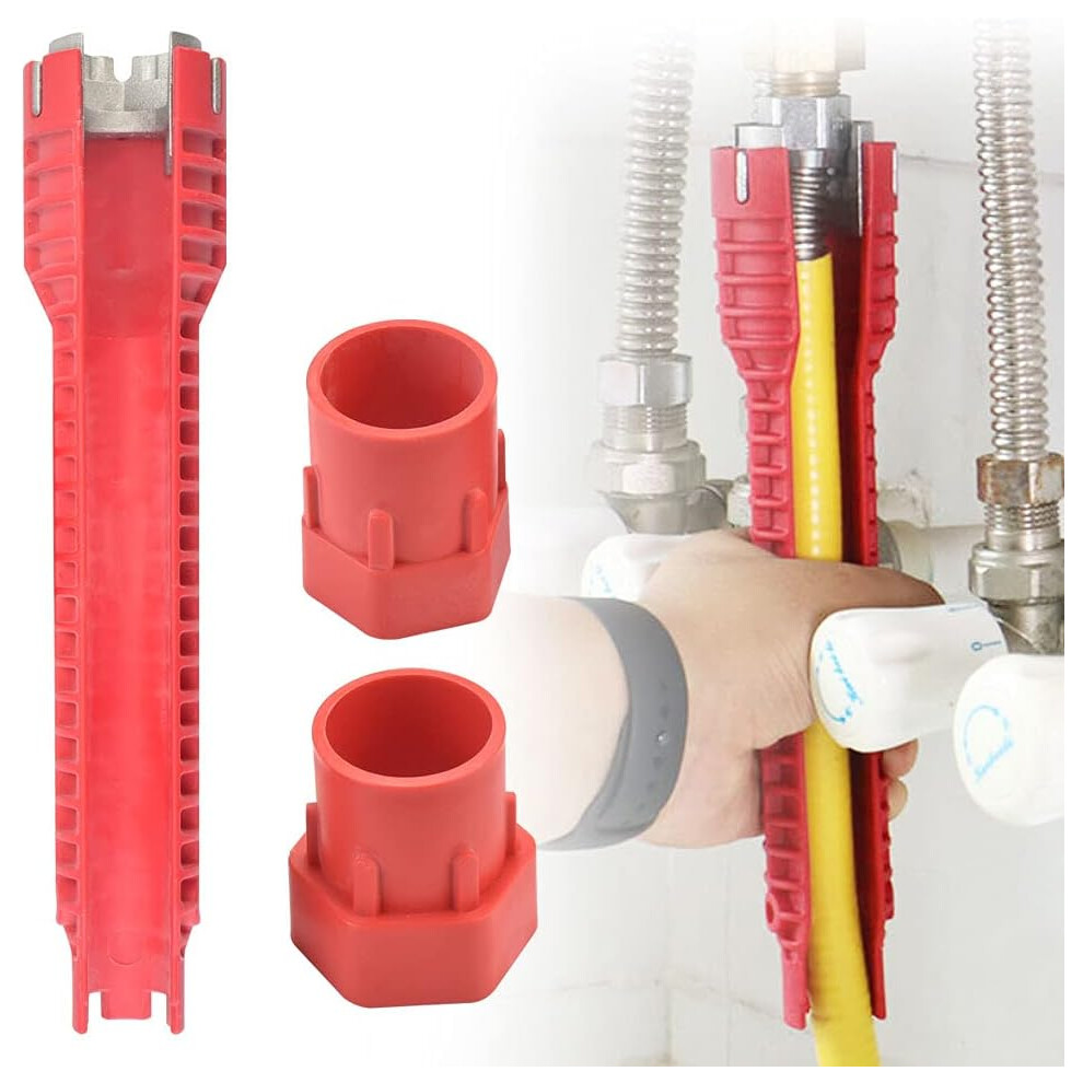 Sink Drain Wrench, Adjustable Basin Wrench With Double Head Configuration And Built-In Level Device, Faucet And Sink Installer Featuring Extra Long 9173940362536
