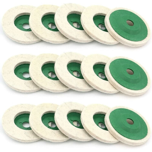 Disco de polimento de lã para móveis, mármore e pedra, conjunto de rodas de polimento de 100 mm (4 polegadas), disco de lã branca para desbaste