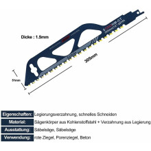 Abbruch- und Mauerwerkssägeblatt, präzisionsgeschärftes Wolframkarbid-Stahlblatt zum Schneiden von abrasiven Materialien bis zu 25 cm Dicke, 2
