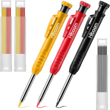 Crayon de charpentier à recharges interchangeables, à usage multiple, avec mine longue et solide, taille-crayon intégré et trou profond.