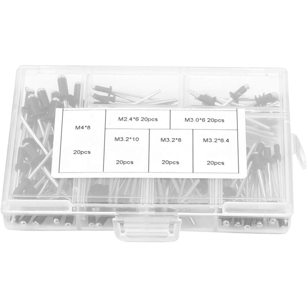 Blind Rivets, Corrosion Resistance Black Pull Rivets Assortment For Pneumatic Rivet Tool, 120 Pieces Strong And Durable Smooth Mandrels With No Burrs 9173940362581