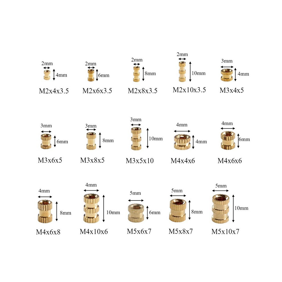 Brass Threaded Heat Set Inserts For Plastic 3D Printing, Secure Fastening Metal Threads Injections Molding, 330-Pack 9128293338615
