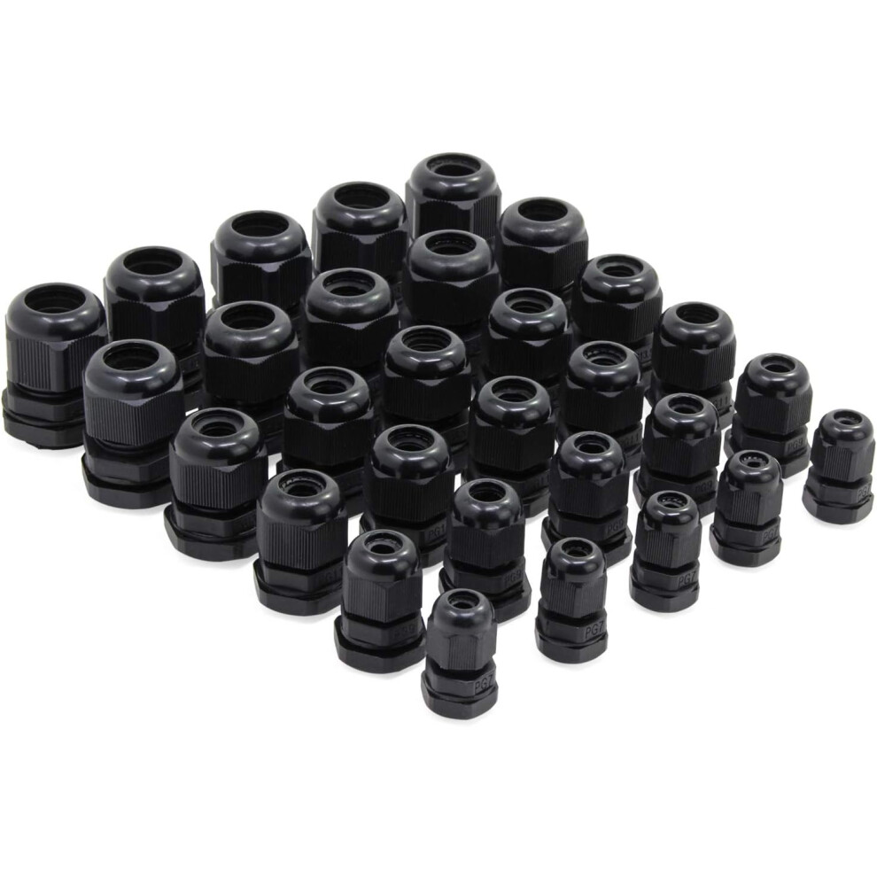 Waterproof Cable Glands Kit, Easy To Install Adjustable Connectors With Nylon Material And Strain Relief Design, Weatherproof Cable Fixing Solution 9173940363601