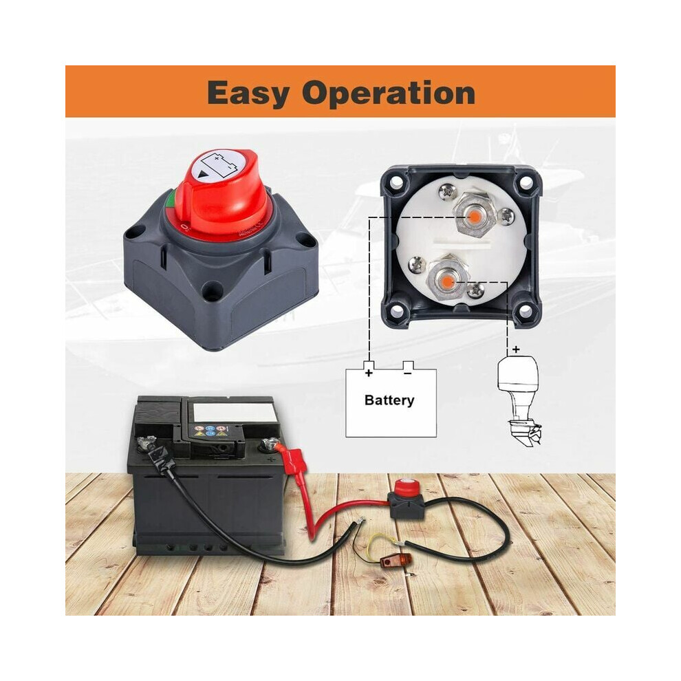 Heavy-Duty Battery Disconnect Switch For Rvs, Cars, Marine Boats, And Trucks, Durable Materials Abs Plastic Copper Terminals Rust Resistant Corrosion 9128293338714