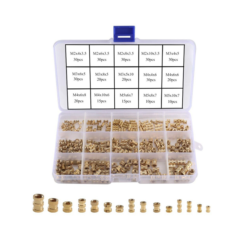 Secure Fastening Metal Threads For Injection Molding, Brass Threaded Heat Set Inserts Plastic 3D Printing, 330-Pack 9433291741177