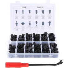 Kit de 240 clips de fixation universels pour garnitures de porte, ailes, pare-chocs et protections de radiateur, en nylon résistant.