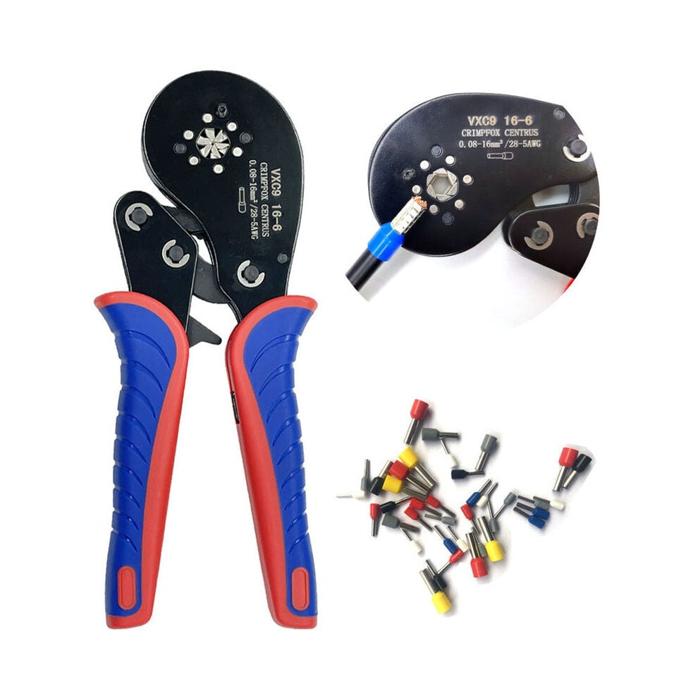 Hexagonal Crimper For 28-5 Awg/0.5-16Mmâ² End Sleeves, Self-Adjustable Ratchet Crimping Tools Plier And Hexagonal Wire Crimper, Labor-Saving Ratchet 9128293338875