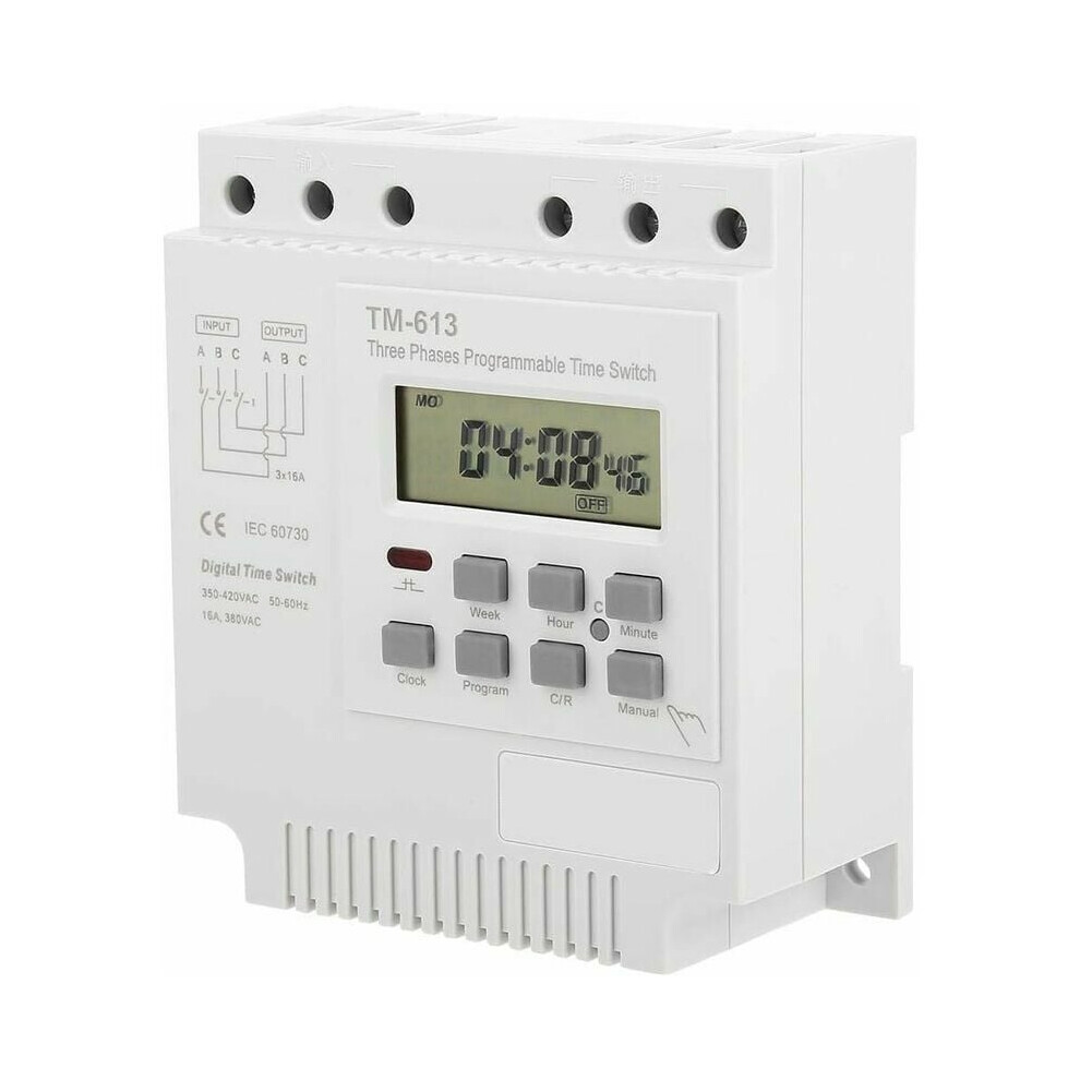 Programmable Three-Phase Control Relay, Industrial Grade Chip For Safe Reliable Performance, Digital Weekly Timer Switch With Memory Function For 9004841629056