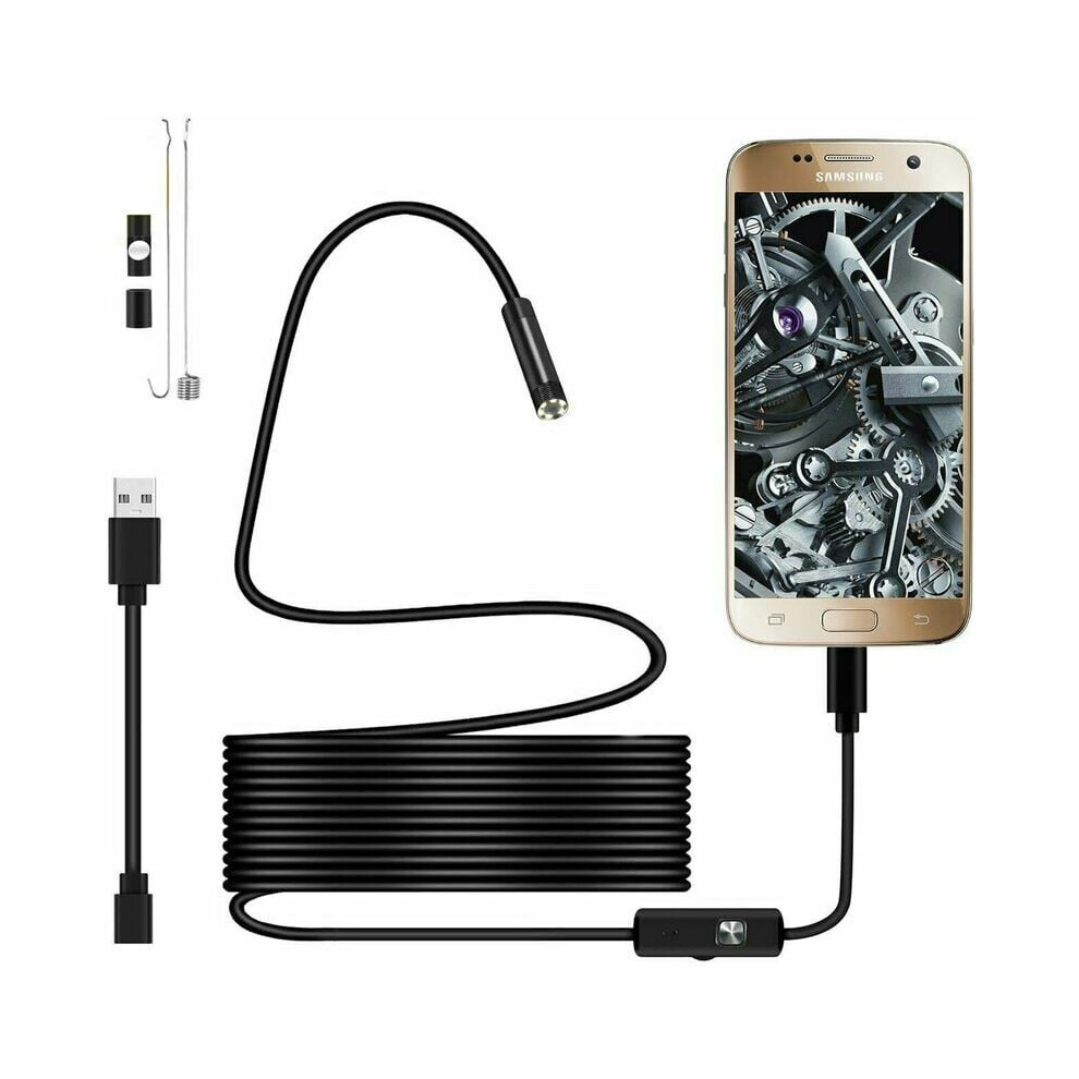 Endoscopic Inspection Tool, Dual-Lens Camera With 5.5Mm Probe, 5M Semi-Rigid Cable For Flexible Maneuvering, Waterproof Probe Suitable For Underwater 9173940413887