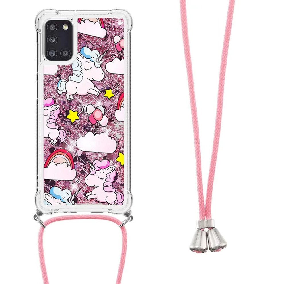 Mobile Phone Lanyard Case For Samsung Galaxy S24, Glitter Diamond Ultra Thin Soft Silicone Case With Cord, Pink 9382693624307