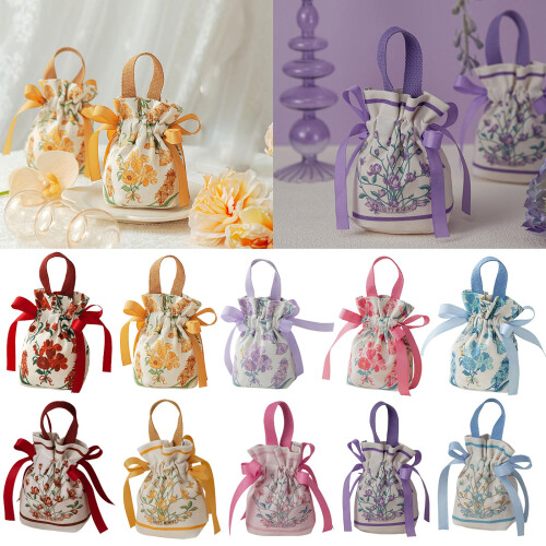Sacs de rangement de bonbons élégants et-Style fleur bordeaux 2