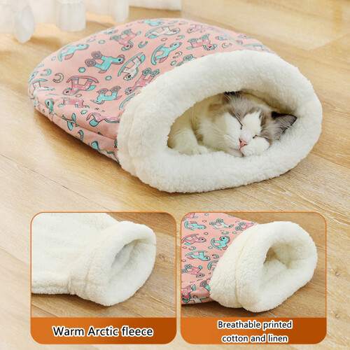 Lambswool Pet Sleep Bag Warm Comfortable Pet Rest-Blue 2