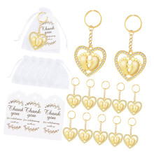 12pcs Delicate Heart Foot Keychain Favors for Wedding and Baby