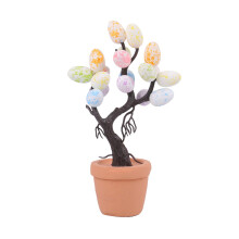 Handmade Easters Eggs Tree Ornament Potted-Colorful white egg s