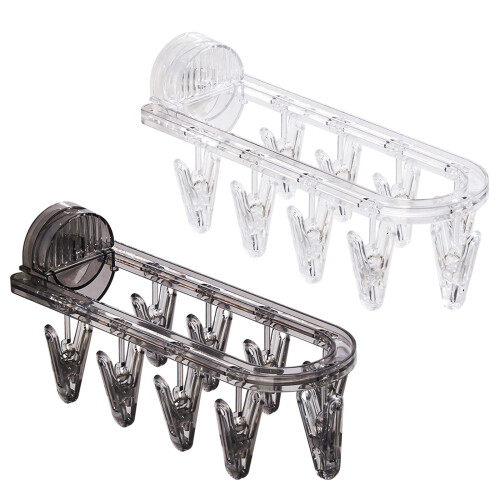 Multiple Front Suction Clothes Hanger Drying Rack-Clear 1