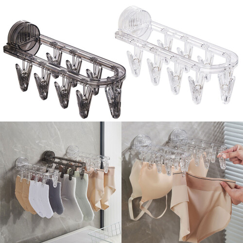 Multiple Front Suction Clothes Hanger Drying Rack-Clear 2