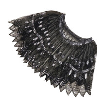 Paillettes solides fragmentées Tippet Style ethnique-argent noir