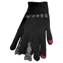 Gants tricotés en forme de chats colorés, avec poignets-Noir