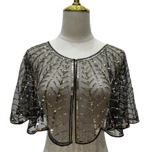 Châle décoré de paillettes, châle en Polyester doux,-l'or noir