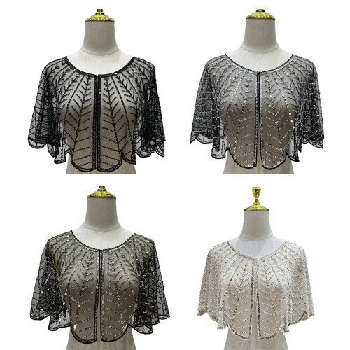 Châle décoré de paillettes, châle en Polyester doux,-l'or noir 2