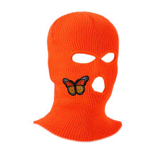 Bonnet en tricot brodé papillon cagoule bonnets pour-orange