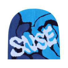 Chapeau Jacquard tendance, bonnet tricoté à motif de-Bleu