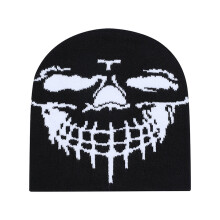 Bonnets amusants, chapeau à motif de crâne,-fond noir blanc
