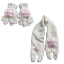 Écharpe et gants épais à nœud papillon,-des étoiles blanches