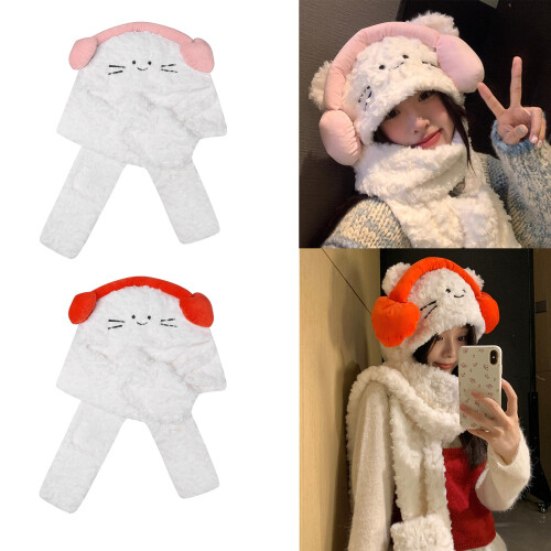 Multi-usage chats oreille écharpe gants chapeau avec-Rose 1