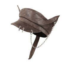 Chapeau béret avec décorations de chaîne pour femmes et-Gris