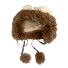 Chapeau à rabat en peluche chaud d'hiver pour tous-Couleur café