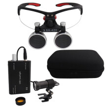 Binocular Loupe With LED Headlight Magnifying Glass Dental Loupes 320420mm Working Distance For Dentistry Jeweler Hobby Black