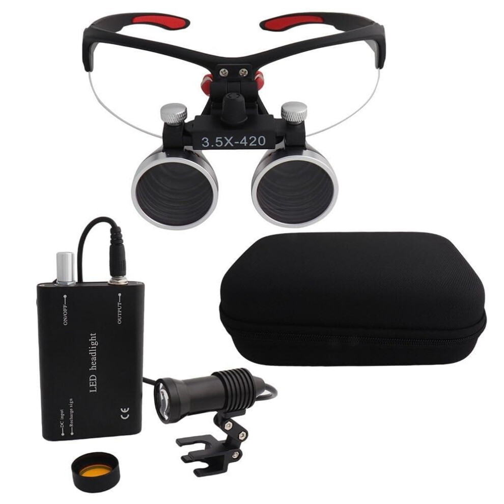 Black Binocular Loupe With Led Headlight Magnifying Glass Dental Loupes 320420Mm Working Distance For Dentistry Jeweler Hobby