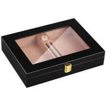 Cigar Humidor Glass Spanish Cedar Cigar Case With Humidifier Divider Hygrometer 1018 Cigars