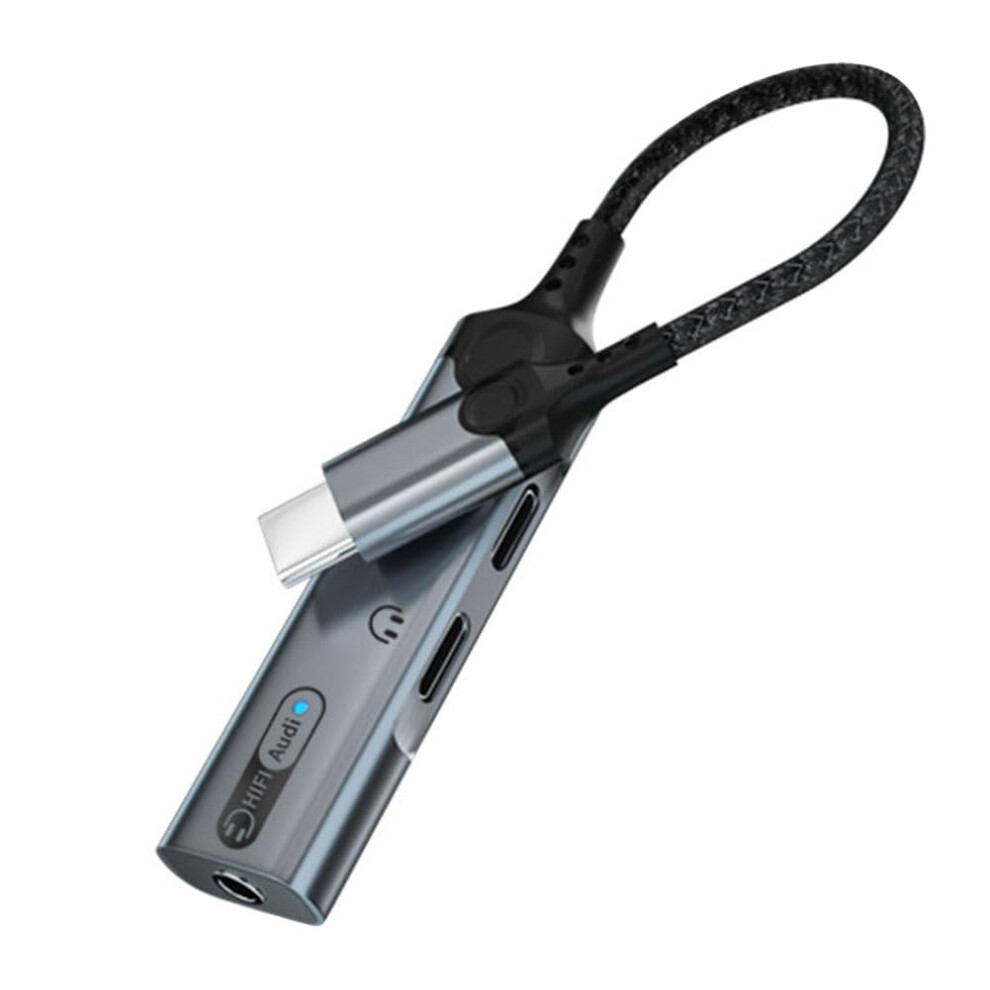 Headphone Jack Adapter Pd60w Fast Charging Type C To 3.5Mm Audio Splitter Dual Type C Gray 9189345008375